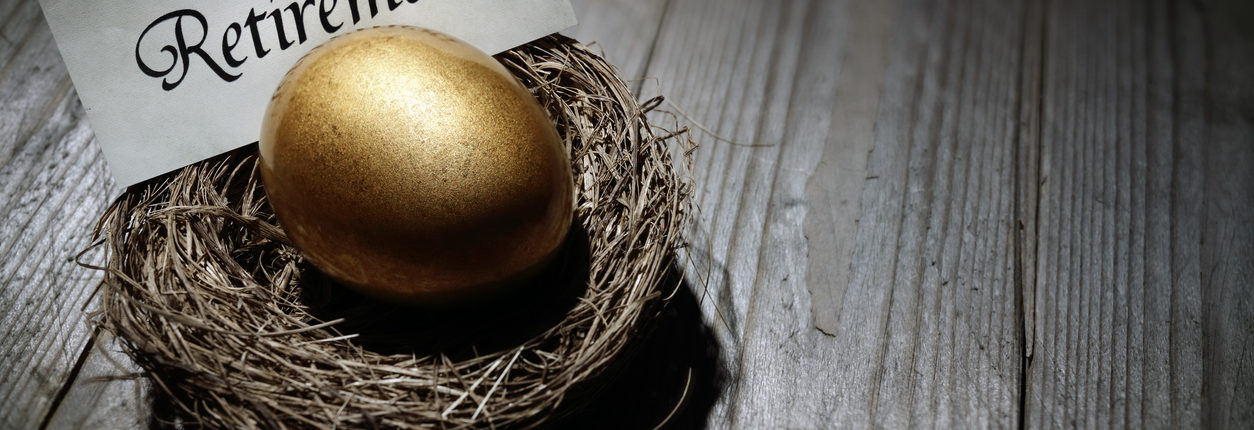 Golden nest egg concept for retirement savings